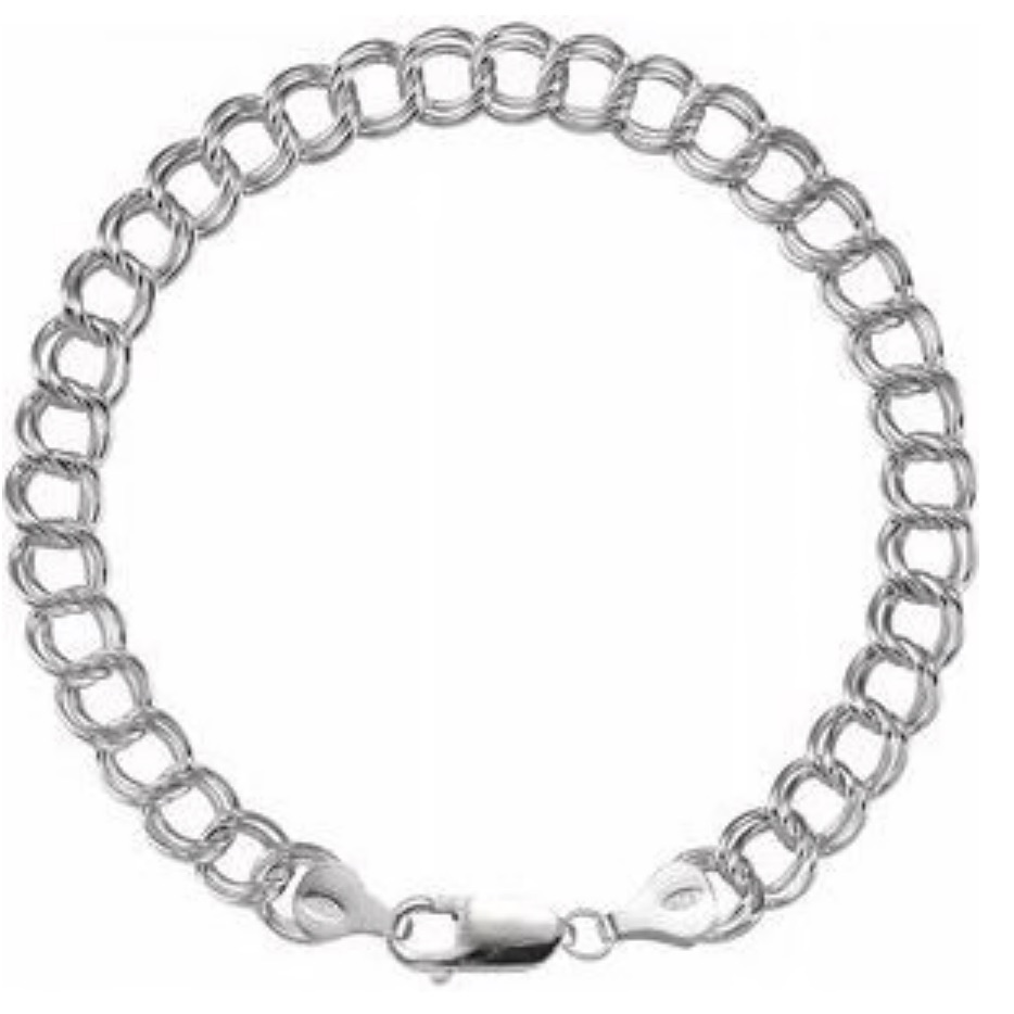 Vintage Elegant Sterling Silver Italian Double Link Bracelet
